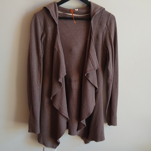 Anthropologie Sweaters - Saturday Sunday Cardigan M Womens Taupe Knit Open Front Hooded Anthropologie